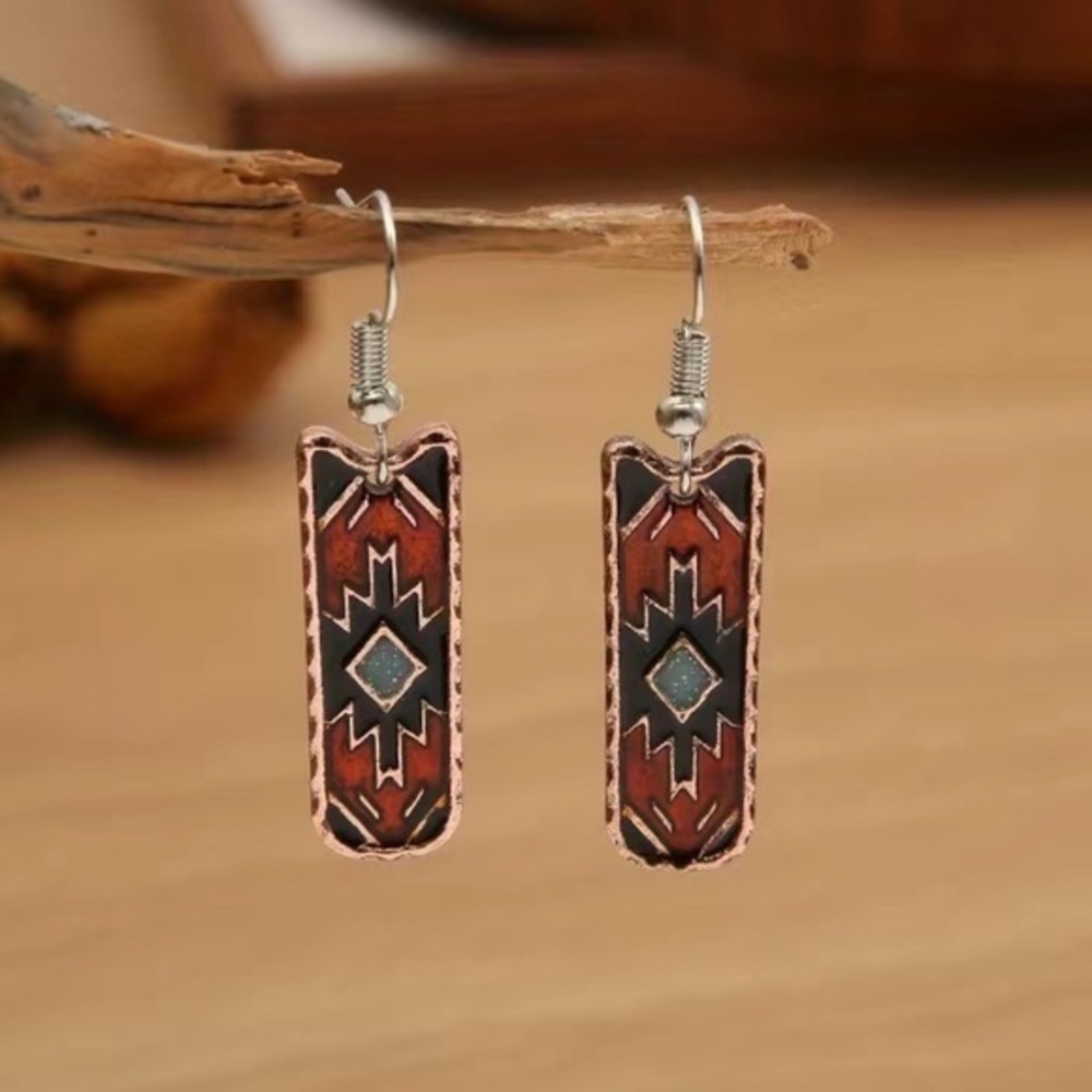 Aztec or Tribal Pattern Drop Earrings BRAND NEW